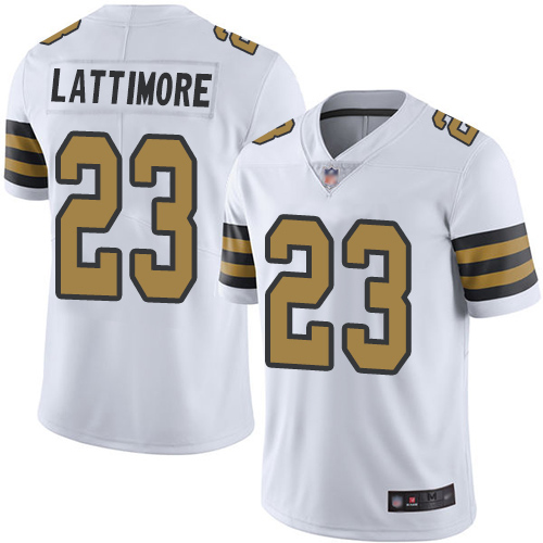 Men New Orleans Saints Limited White Marshon Lattimore Jersey NFL Football #23 Rush Vapor Untouchable Jersey->new orleans saints->NFL Jersey